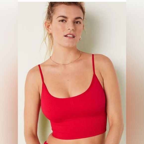 Pink Active Victoria’s Secret Ribbeds Red Seamless lightly Lined Bra Red XL NWOT - Picture 1 of 6